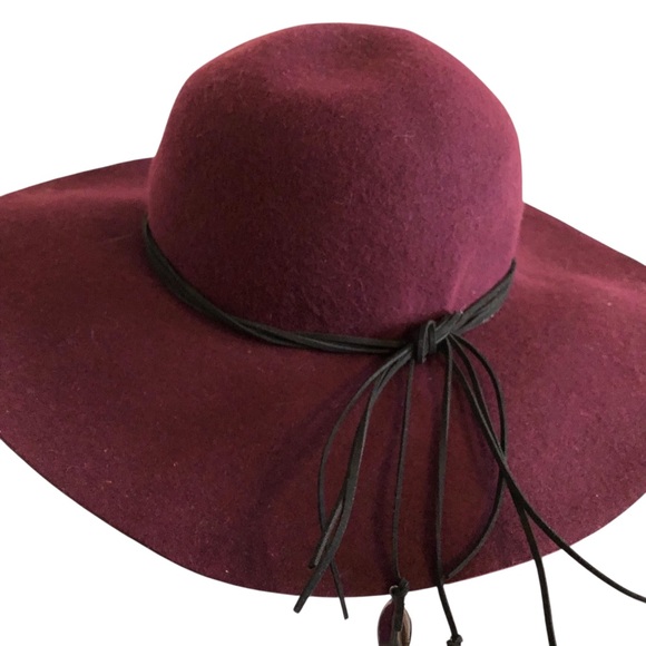 BCBGeneration Accessories - BCBGeneration Deep Red Wide-Brim Hat